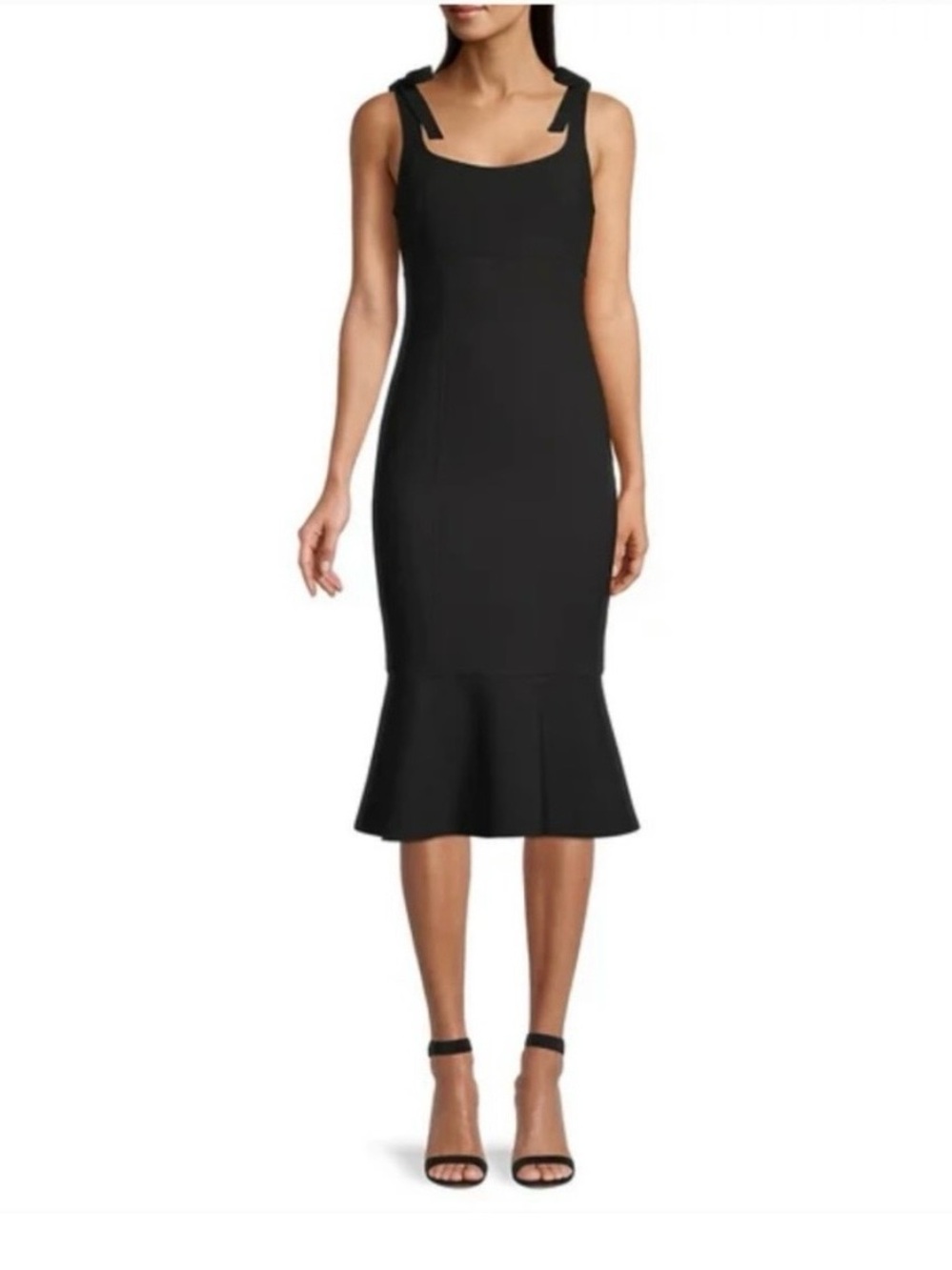 Likely Black Bow Strap Mermaid Midi Dress Formal Cocktail Evening Size 0
